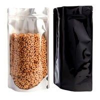 5 lb Clear / Black Foil Stand Up Pouches 5.4 Mil w/ Zip