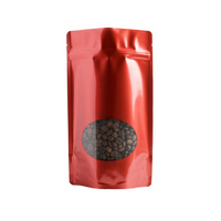 16 oz Red Oval Window Stand Up Pouches