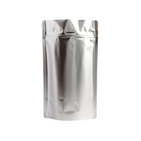 4 oz Satin Silver Mylar Stand Up Pouches w/ Zip