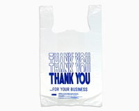 11.5" x 6.5" x 21.5" 0.5 Mil White "Thank You" Printed T-Shirt Bags